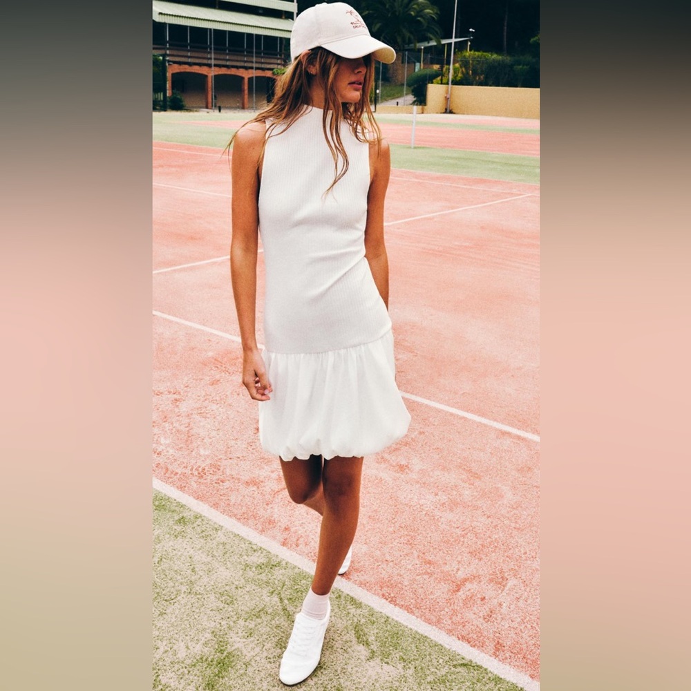 Zara RIBBED BALLOON SKIRT DRESS